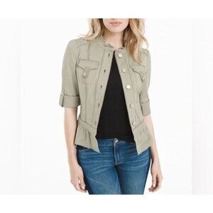 White House Black Market Olive Green Field Jacket Women's Size 8 Cargo Pockets